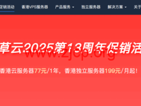 #十三周年促销#野草云:香港VPS年付77元起,香港独立服务器199元/月起,AMD EPYC系列CPU,优质/精品网络可选