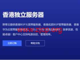 野草云:香港独服,E3-1230v2/8GB内存/240GB SSD硬盘/不限流量/30Mbps带宽,199元/月,可选优质/精品网络