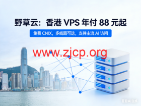 野草云:香港 VPS 年付 88 元起,免费 CNIX,多线路可选,支持主流 AI 访问