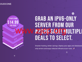 CloudCone:新上IPv6-only Pure SSD VPS,2核/1GB/20GB SSD/3TB@1Gbps带宽,年付14.99美元起