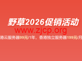 野草云:2026 最新优惠 香港 VPS 年付 99 元起 香港服务器 199 元 / 月 支持国际 / 优质 / 精品网络