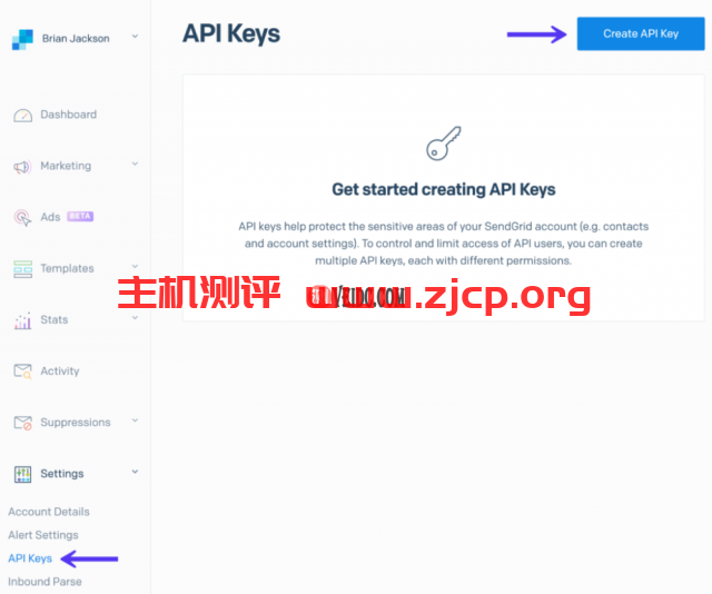 SendGrid创建API密钥