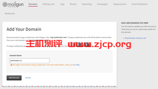 域设置Mailgun