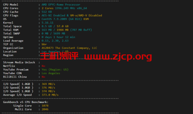 Vultr：洛杉矶机房测评2022：下载速度、速度延迟、路由丢包、性能测评、流媒体解锁等插图1