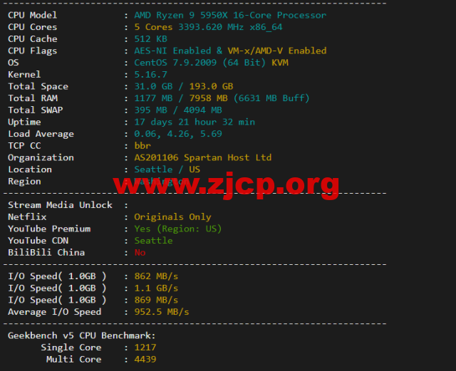 斯巴达(SpartanHost)：西雅图机房高防vps，AMD Ryzen 5950X KVM VPS（电信联通AS4837回程，移动直连），简单测评插图1