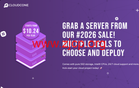 #Hashtag 2026 Sale#CloudCone:洛杉矶vps,2核/1GB/50GB/3TB流量/1Gbps带宽,$10.24/年 1 20260109 6961192a6e1af