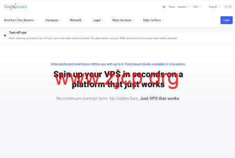 madcityservers:vps促销,AMD Ryzen@1核/1GB/100GB NVMe/10Gbps不限流量,$3.5/月,洛杉矶/纽约/迈阿密/盐湖城机房 1 20260407 69d51b2f37f8b